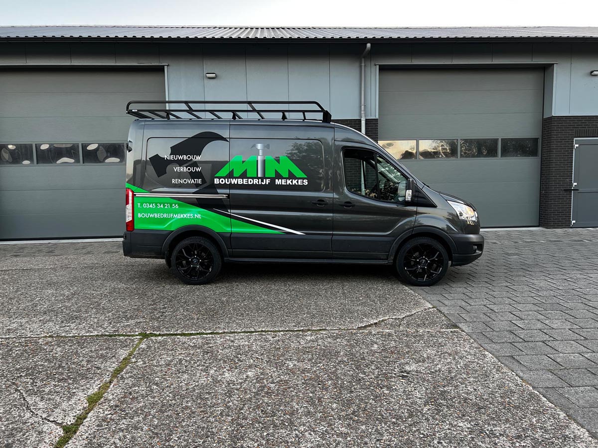 Bouwbedrijf Mekkes Tricht Ford-Transit voertuig-belettering Daisy reclame Beesd productie-en-montage1